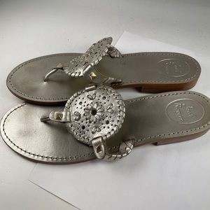 Jack Rogers Georgica Women's Size 10 Silver leather Flip Flops  Sandals